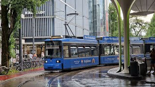 Straßenbahn München  Mitfahrt in der kompl 23 von Schwabing Nord bis U Münchner Freiheit im R2b [upl. by Refiffej]