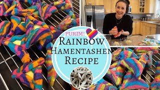 HAMENTASHEN RECIPE How to Make Rainbow Hamentashen for Purim [upl. by Cypro399]