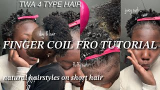 hair tutorial FINGER COILS ON MY NATURAL 4 TYPE TWA HAIR  KINKY NATURAL HAIRSTYLE [upl. by Yarezed]