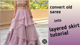 convert old sareefabric into layerd skirtlehenga [upl. by Iaw]