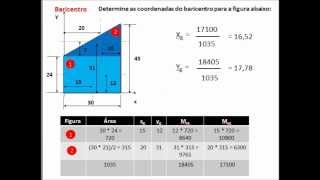 Mecânica Geral Cálculo do baricentro de uma figura composta [upl. by Orpheus]