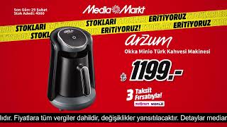 MediaMarkt’ta stokları eritiyoruz  Arzum Okka Minio Otomatik Türk Kahvesi Makinesi 1199 TL [upl. by Ehctav]