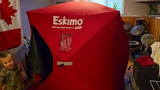 Eskimo Quickfish 2 Ice Fishing Pop up Tent Shelter Setup Take Down Review [upl. by Kenward]