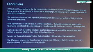 ASCO2022  LBA2 topotecan amp cyclophosphamide amp highdose ifosfamide in rEECur in recurrent amp p [upl. by Bal]