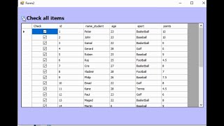 populate data from access database to datagridview and check and uncheck all items in C [upl. by Ennael]