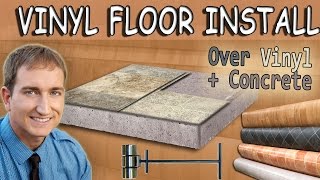 How to install vinyl sheet flooring over existing vinyl and concrete [upl. by Nelaf]