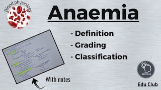 Anemia  Definition  Classification  Grading  Anaemia  Blood Physiology [upl. by Reklaw294]