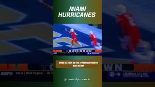 Xavier Restrepo 38 Yard TD from Cam Ward to make history camward xavierrestrepo gocanes [upl. by Aneres]