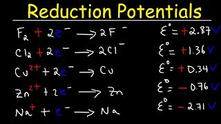 Standard Reduction Potentials of Half Reactions  Electrochemistry [upl. by Liborio]