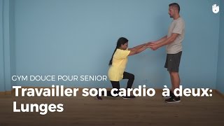 Exercice cardio avec un partenaire  Fente arrière  Gym douce [upl. by Ellekcir]