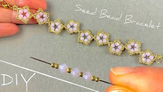 Beaded Flower Bracelet Tutorial How to Make Beautiful Bracelet using Beads [upl. by Kelbee188]