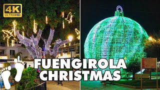 FUENGIROLA Spain Costa del Sol Christmas Lights December Winter at Night ► Walking Tour 4K ► [upl. by Tiler430]