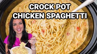 Crock Pot Chicken Spaghetti Recipe Cheesy and Delicious [upl. by Lindblad]