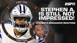 Stephen A STILL isnt impressed with the Cowboys win vs the Seahawks 👀  First Take [upl. by Solracnauj]