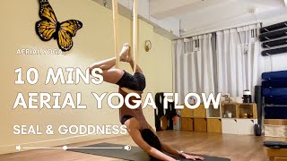 10 mins Aerial Yoga flow  Seal amp Goddess pose [upl. by Aihsele]