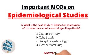 Epidemiological studies amp designs ।। Important MCQs with answers [upl. by Race403]