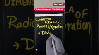 Trick to Find Dimensional Formula of radius of gyration class11 physics dimensions 😊 [upl. by Colston]