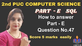 2nd PUC Computer SciencePart  E SQL2ndpuc2ndpuccomputerscienceSQLPartESQL [upl. by Anagnos]