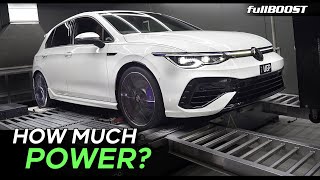 On the dyno with the MK8 Golf R AWD turbo  Modified by UGP  fullBOOST [upl. by Vasta]