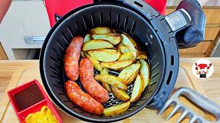 Como Fazer Linguiça com Batata Rústica na Airfryer  Churrasco [upl. by Joselow]