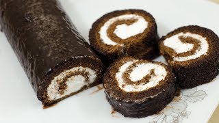 Chocolate Swiss Roll Cake Recipe  By NOven II চকোলেট সুইস রোল কেক [upl. by Erv]