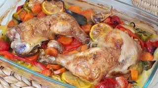 POLLO con VERDURAS al horno fácil ¡Rápido y Exquisito [upl. by Haidebej]