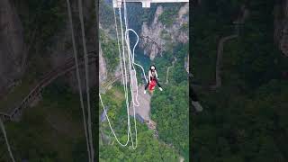 Zhangjiajie Grand Canyon Glass Bridge Bungee Jumping First Person View [upl. by Adnwahs]