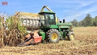 Cool Corn Chopping 1980s Style John Deere 5830 Forage Harvester [upl. by Krucik]