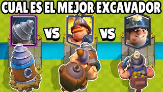 CUAL ES EL MEJOR EXCAVADOR  GRAN MINERO vs MINERO vs EXCAVADORA de DUENDES  CLASH ROYALE [upl. by Enneyehs]