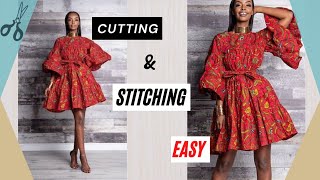 How to make an UMBRELLA LAYERED DRESS  flowy dress  gathered dress tutorial  DIY [upl. by Nahgrom]