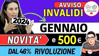 🔴 INVALIDI PARZIALI e TOTALI NOVITÀ GENNAIO 2024 ➡ PENSIONE AUMENTI IMPORTI 500€ ADI BONUS CAREGIVER [upl. by Ojytteb]