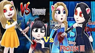 My Talking Angela edit WednesdayMegan vs Frozen ElsaBad Elsacosplaymakeupfypgameplay [upl. by Friedberg]