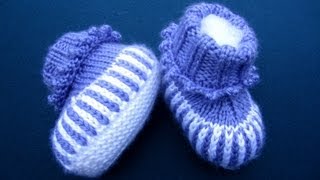 How to Sew Stockinette Stitches Baby booties [upl. by Anotyal]