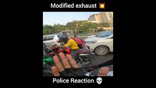 Modified exhaust on police reaction 😱 bikerboydipu shorts [upl. by Ahrat807]