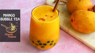 Mango Bubble Tea  Mango Boba Recipe [upl. by Ecnerwaled]