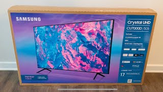 Samsung 50” CU7000 Crystal UHD 4K Smart TV Unboxing amp Setup [upl. by Nawyt788]