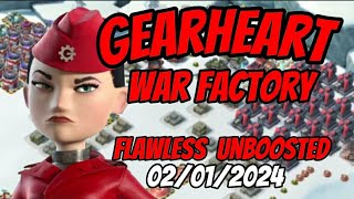 BOOM BEACH TODAYS GEARHEART WAR FACTORY 02012024 SOLO FLAWLESS [upl. by Starling]