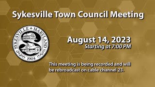 Sykesville Town Council Meeting 8142023 [upl. by Amehr]