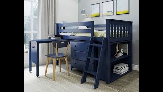 Storage Loft Bed with Desk 3 Drawers Dresser and Bookcase  Bunk Beds Canada [upl. by Asenav398]