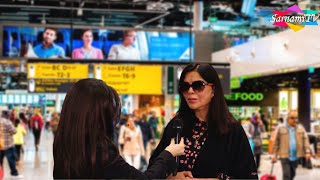 Zeenat Aman Interview at Schiphol Airport  Amsterdam The Netherlands [upl. by Audy]