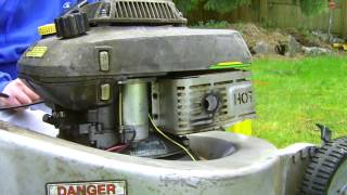 Using Carburetor cleaner to clean the carb on my john deere 14SE mower [upl. by Ianahs]