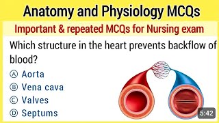 Anatomy and Physiology mcq All nursing exam preparation mcq [upl. by Nnodnarb]