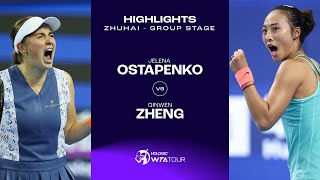 Jelena Ostapenko vs Zheng Qinwen  2023 Zhuhai Group Stage  WTA Match Highlights [upl. by Nnyl]