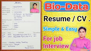 Biodata format  How to write biodataResume  Biodata kaise banaye  rktutorno1 [upl. by Leund968]