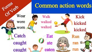 Common action verbs with forms and sentences  Speaking Practice  Learn English With Daily verbs [upl. by Waldman]