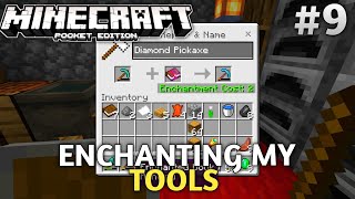 Enchanting my tools Minecraft survival series Pocket Edition ep9 minecraft [upl. by Yreme629]