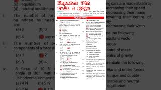 9th Class Physics Unit 4 MCQs Unit 4 Turning effect of forces MCQs [upl. by Hanavas]