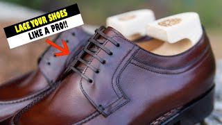 The EASIEST Way To Lace Your Dress Shoes Properly  Straight Bar Lacing Method [upl. by Kimble]