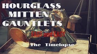 Hourglass mitten gauntlets  fast and easy  The timelapse [upl. by Ahsatan]