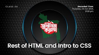 Sadhinota Camp Class Six  Block amp Inline Element  HTML Div Class ID  Semantic HTML  CSS Intro [upl. by Asirem]